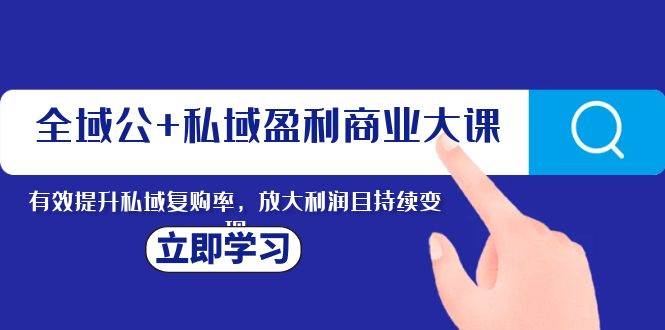 全域公+私域盈利商业大课，有效提升私域复购率，放大利润且持续变现网创吧-网创项目资源站-副业项目-创业项目-搞钱项目八百网赚