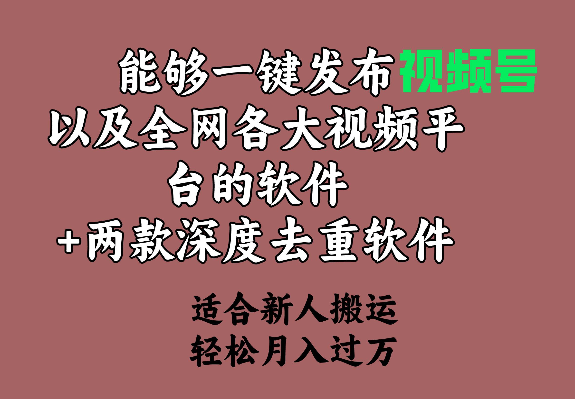 能够一键发布视频号以及全网各大视频平台的软件+两款深度去重软件 适合…网创吧-网创项目资源站-副业项目-创业项目-搞钱项目八百网赚