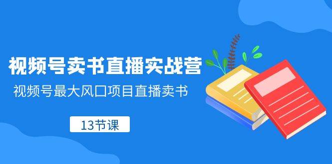 视频号-卖书直播实战营，视频号最大风囗项目直播卖书（13节课）网创吧-网创项目资源站-副业项目-创业项目-搞钱项目八百网赚