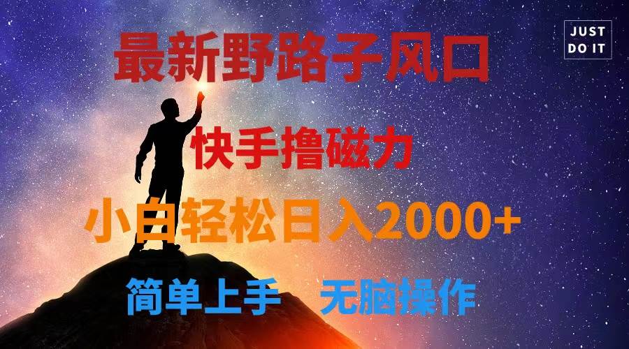 最新风口！快手撸磁力，野路子，小白无脑操作日入2000+网创吧-网创项目资源站-副业项目-创业项目-搞钱项目八百网赚