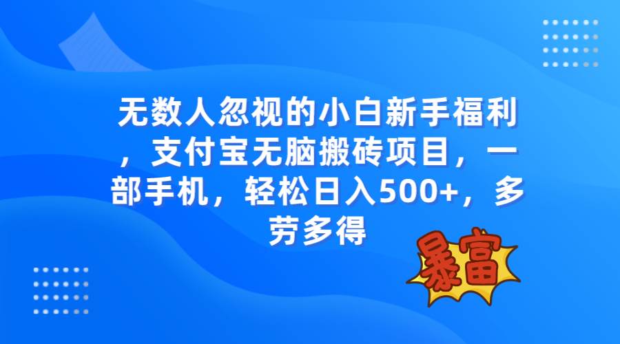 无数人忽视的项目，支付宝无脑搬砖项目，一部手机即可操作，轻松日入500+网创吧-网创项目资源站-副业项目-创业项目-搞钱项目八百网赚