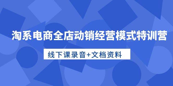 淘系电商全店动销经营模式特训营，线下课录音+文档资料网创吧-网创项目资源站-副业项目-创业项目-搞钱项目八百网赚