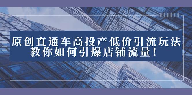 2023直通车高投产低价引流玩法，教你如何引爆店铺流量！网创吧-网创项目资源站-副业项目-创业项目-搞钱项目八百网赚