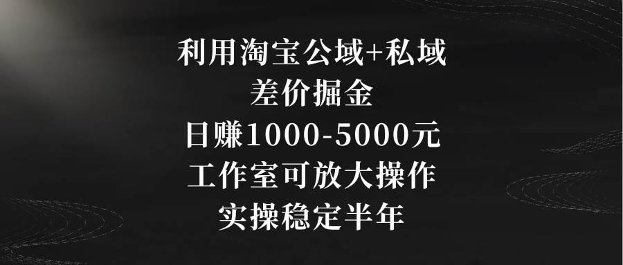 利用淘宝公域+私域差价掘金，日赚1000-5000元，工作室可放大操作，实操…网创吧-网创项目资源站-副业项目-创业项目-搞钱项目八百网赚