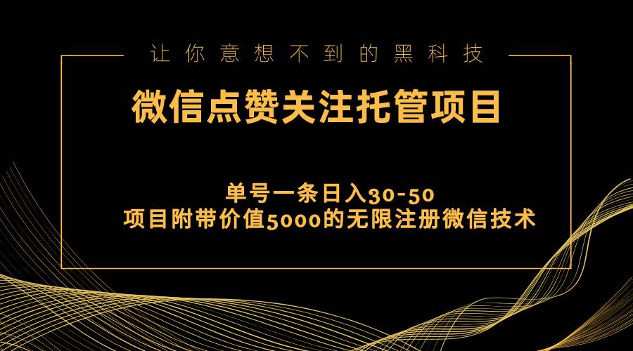 视频号托管点赞关注，单微信30-50元，附带价值5000无限注册微信技术网创吧-网创项目资源站-副业项目-创业项目-搞钱项目八百网赚