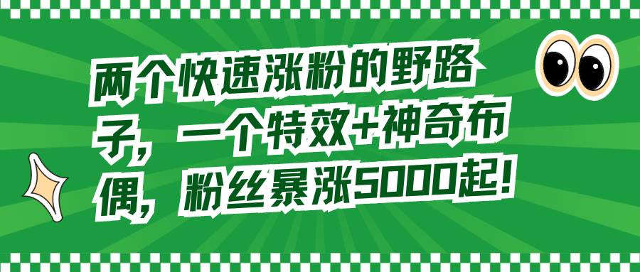 两个快速涨粉的野路子，一个特效+神奇布偶，粉丝暴涨5000起！网创吧-网创项目资源站-副业项目-创业项目-搞钱项目八百网赚