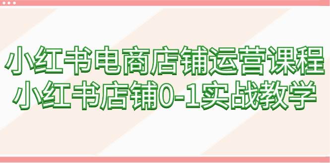 小红书电商店铺运营课程，小红书店铺0-1实战教学（60节课）网创吧-网创项目资源站-副业项目-创业项目-搞钱项目八百网赚