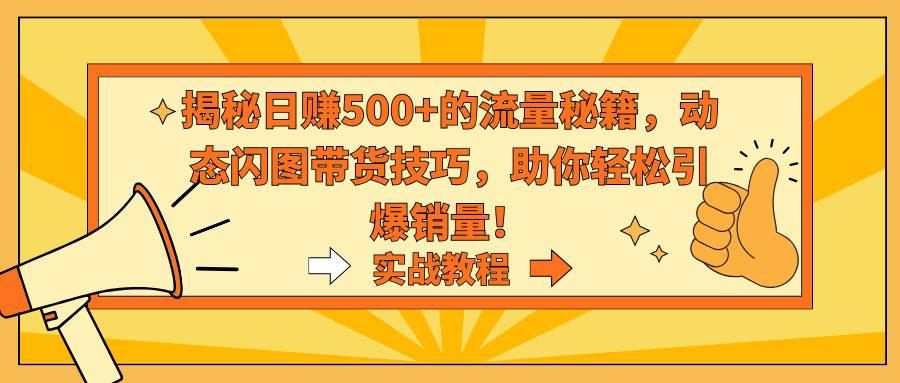 揭秘日赚500+的流量秘籍，动态闪图带货技巧，助你轻松引爆销量！网创吧-网创项目资源站-副业项目-创业项目-搞钱项目八百网赚