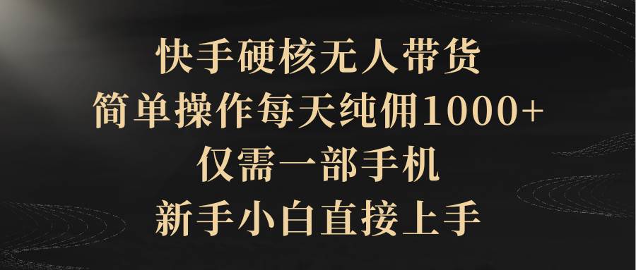 快手硬核无人带货，简单操作每天纯佣1000+,仅需一部手机，新手小白直接上手网创吧-网创项目资源站-副业项目-创业项目-搞钱项目八百网赚