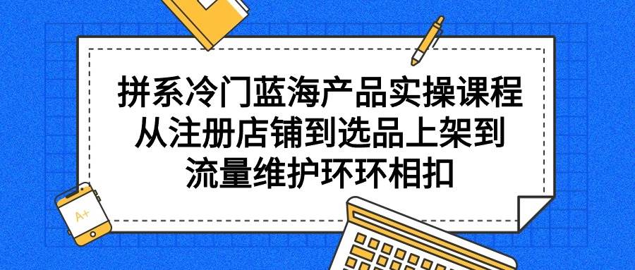 拼系冷门蓝海产品实操课程，从注册店铺到选品上架到流量维护环环相扣网创吧-网创项目资源站-副业项目-创业项目-搞钱项目八百网赚