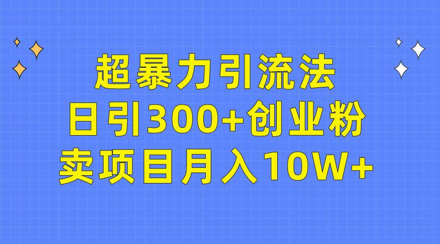 超暴力引流法，日引300+创业粉，卖项目月入10W+网创吧-网创项目资源站-副业项目-创业项目-搞钱项目八百网赚