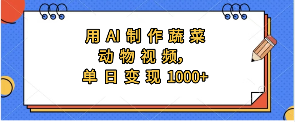 用AI制作蔬菜动物视频，实现日入1000+网创吧-网创项目资源站-副业项目-创业项目-搞钱项目八百网赚