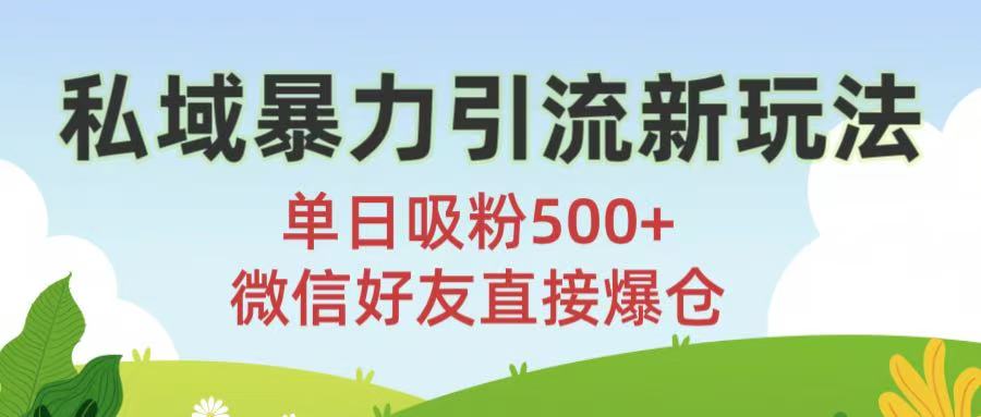 私域暴力引流新玩法!单日吸粉500+，微信好友直接爆仓网创吧-网创项目资源站-副业项目-创业项目-搞钱项目八百网赚