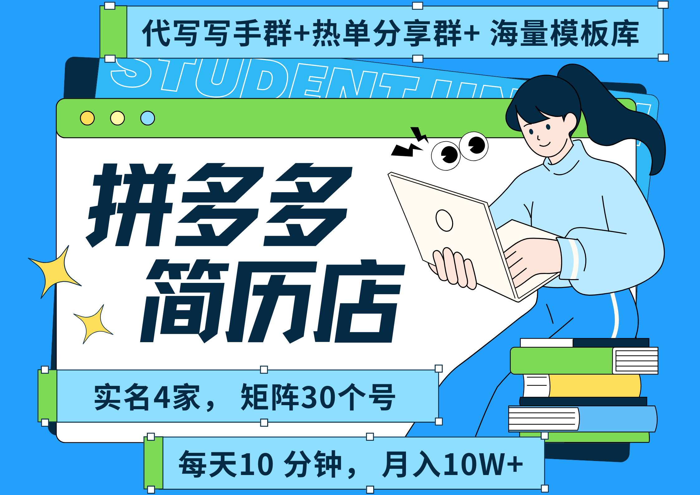 拼多多 虚拟资料 简历 海报代写 全SOP流程 毫无保留分享（含后端资料以及代写渠道）每天十分钟 每人实名四个店  矩阵30个账号  轻轻松松 月入10W网创吧-网创项目资源站-副业项目-创业项目-搞钱项目八百网赚