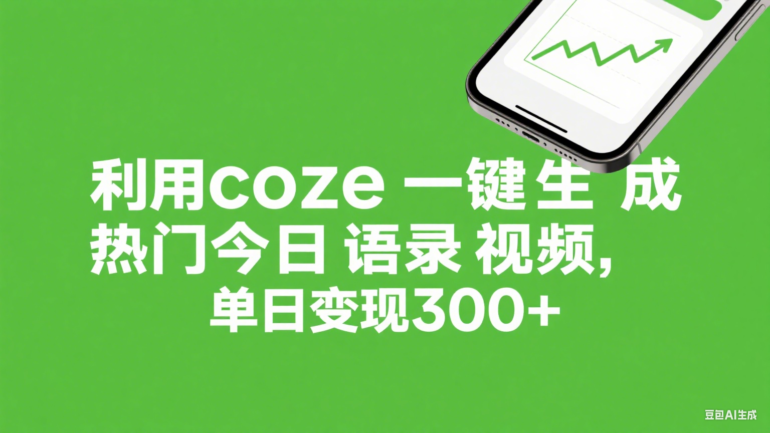 利用coze一键生成热门今日语录视频，单日变现300+网创吧-网创项目资源站-副业项目-创业项目-搞钱项目八百网赚