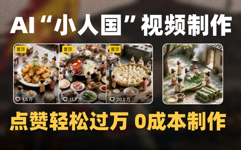 爆款1000W+微缩景观迷你小人国AI视频，0成本制作全流程教学网创吧-网创项目资源站-副业项目-创业项目-搞钱项目八百网赚