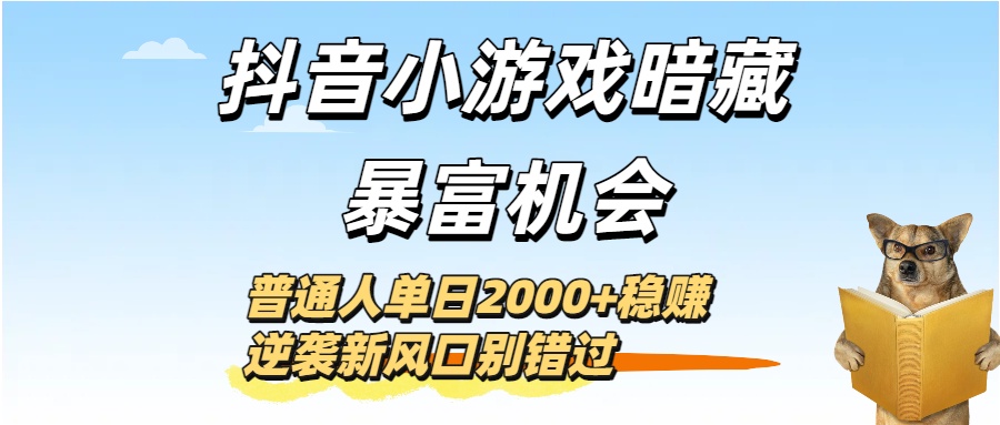 抖音小游戏暗藏暴富机会！普通人单日2000+稳赚，逆袭新风口别错过网创吧-网创项目资源站-副业项目-创业项目-搞钱项目八百网赚