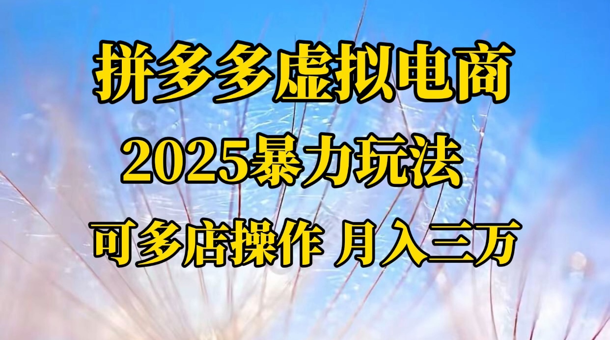 拼多多虚拟电商，不囤货不垫资的虚拟电商网创吧-网创项目资源站-副业项目-创业项目-搞钱项目八百网赚