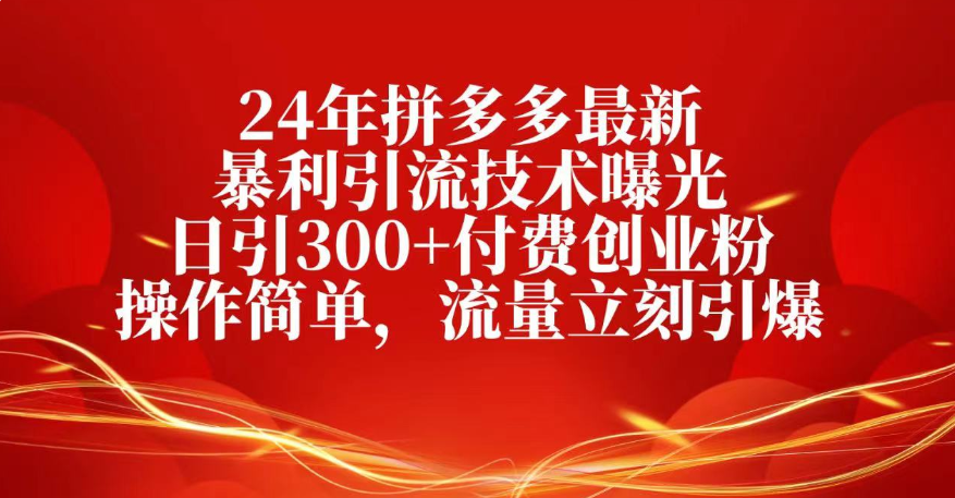 25年拼多多最新暴利引流技术曝光、日引300+付费创业粉操作简单，流量立刻引爆网创吧-网创项目资源站-副业项目-创业项目-搞钱项目八百网赚