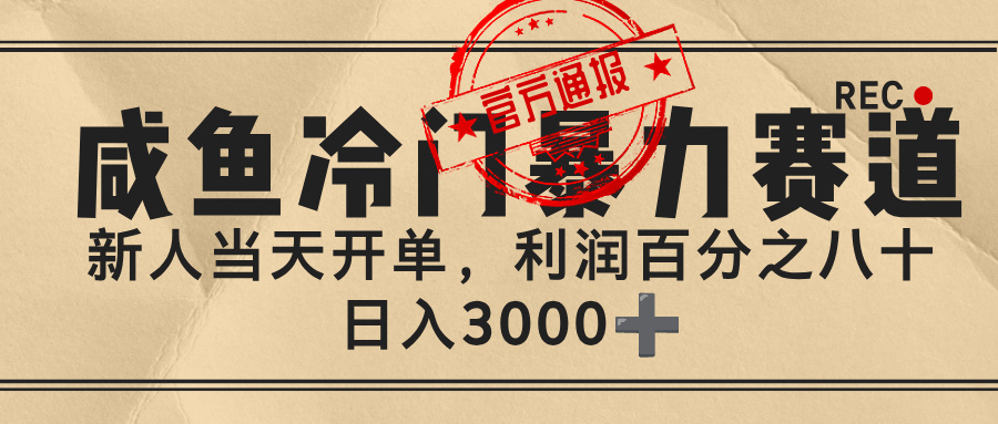 闲鱼，冷门暴力赛道，一单 80%利润，新人轻松日入 3000+网创吧-网创项目资源站-副业项目-创业项目-搞钱项目八百网赚