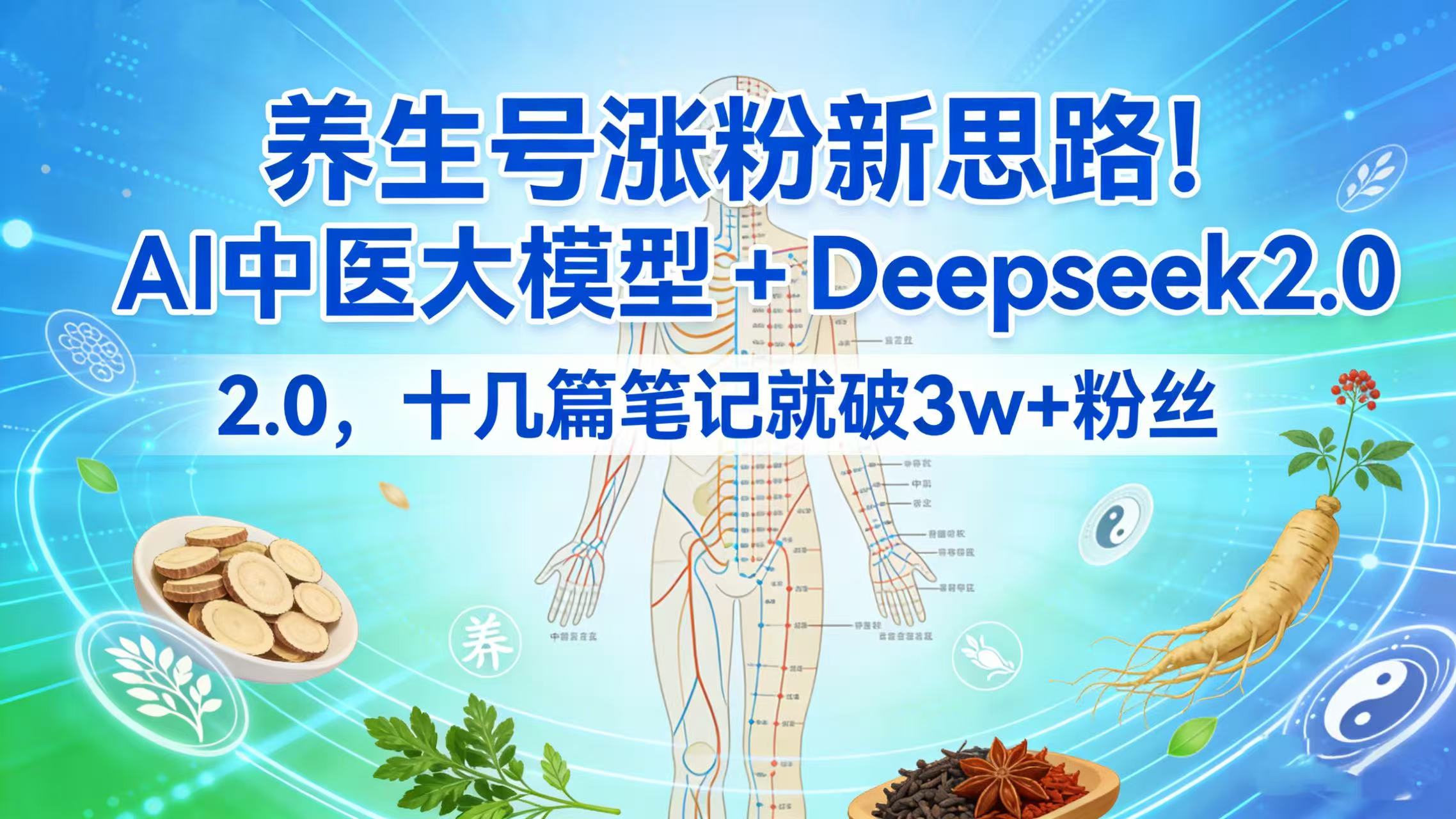 养生号涨粉新思路！AI 中医大模型 + Deepseek 2.0，十几篇笔记就破 3w + 粉丝网创吧-网创项目资源站-副业项目-创业项目-搞钱项目八百网赚